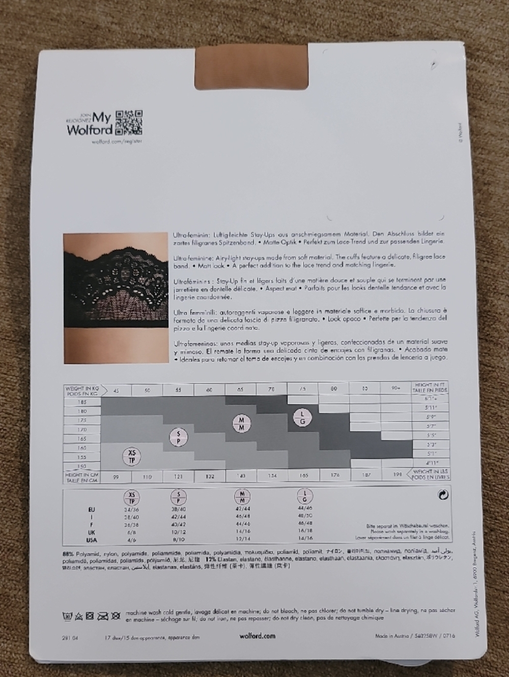 Wolford Lace Stay-Up Thigh Highs Gobi/Black L - Picture 13 of 14